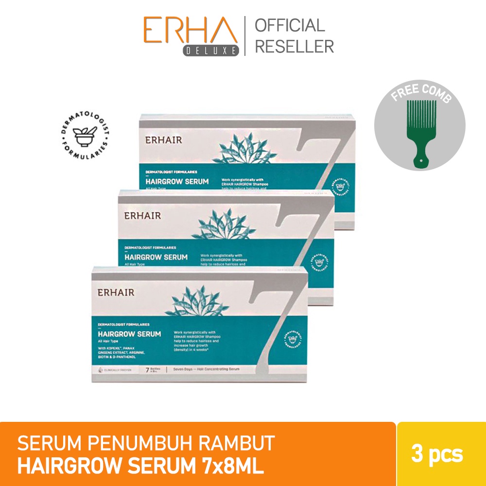 ERHAIR Serum Penumbuh Rambut ERHA Hairgrow 3 Pcs x @ 7 x 8 ml Ekstrak Ginseng