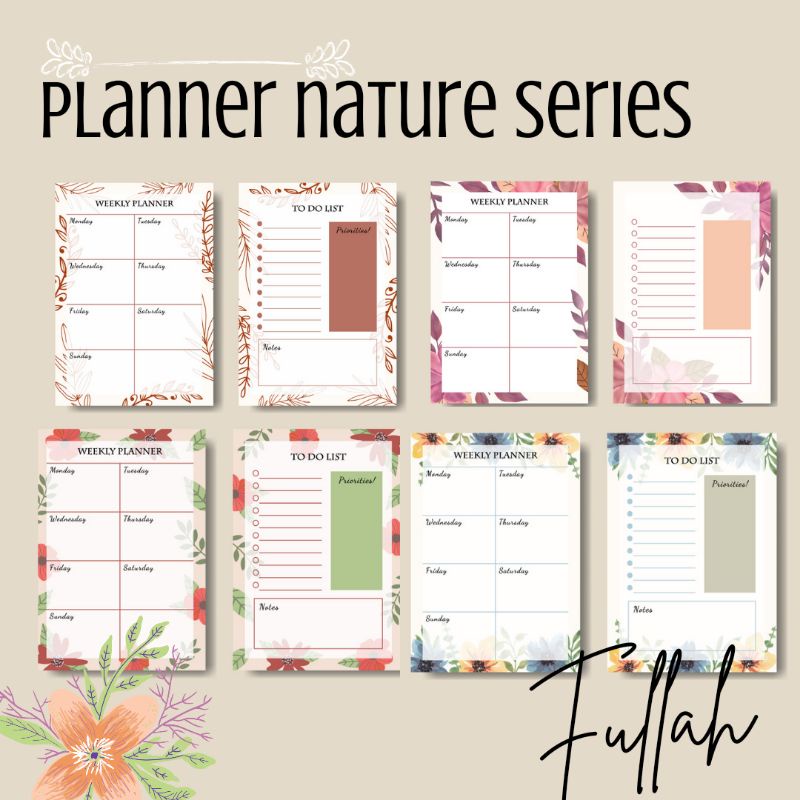 

ISI BINDER (10 HALAMAN - 10 LEMBAR)- PLANNER NATURE SET - WEEKLY PLANNER - DAILY NATURE FLORAL BUNGA LEAF