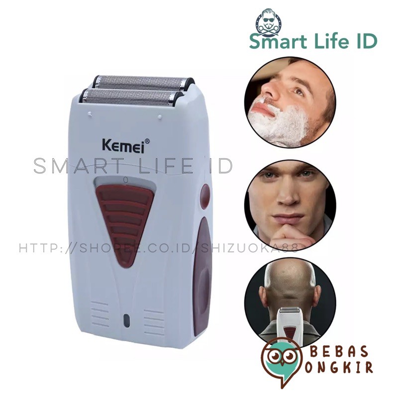 Kemei KM 3382 Alat Cukur Rambut Botak Rata Kulit Kumis Shaver Mesin Cukuran KM-3382