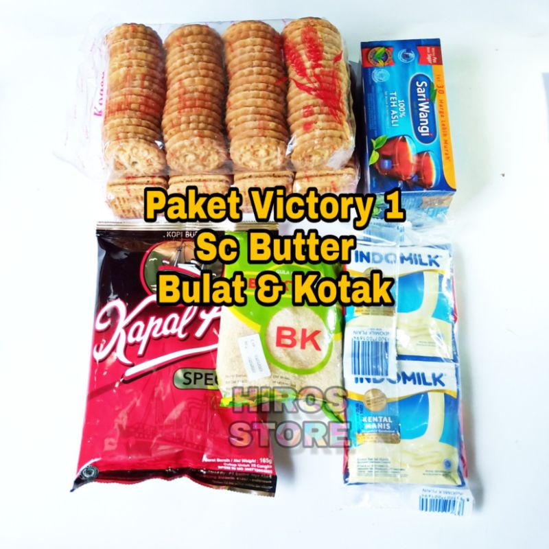 

Paket Victory 1 • Biskuit Sc Butter Milk Susu & Kotak Kogen • Kopi Kapal Api • Teh Sariwangi • Susu Indomilk • Gula Pasir • Hiros Store.