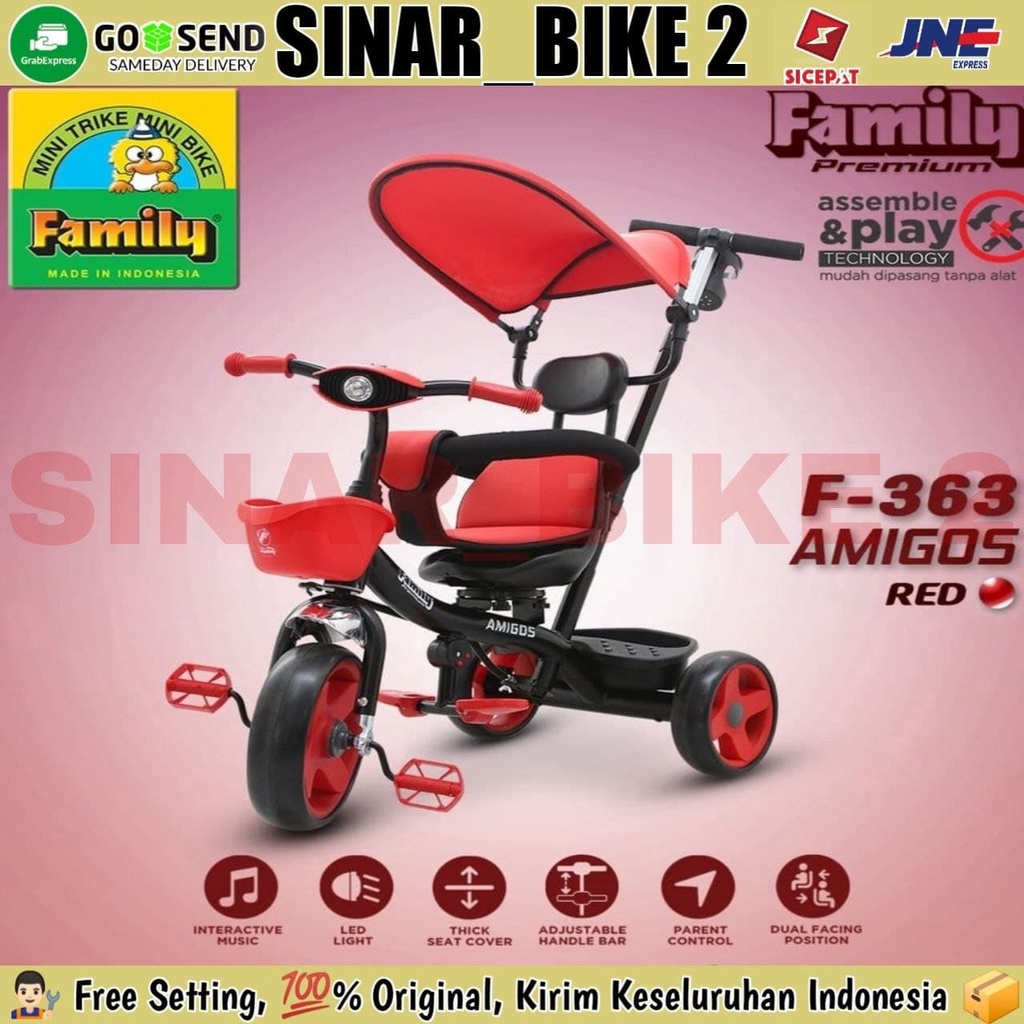 Sepeda Roda Tiga FAMILY AMIGOS F-363 Tricycle Anak Kursi Putar