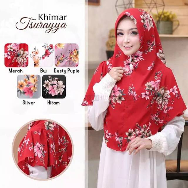 Jilbab hijab khimar tsuraya motif bunga