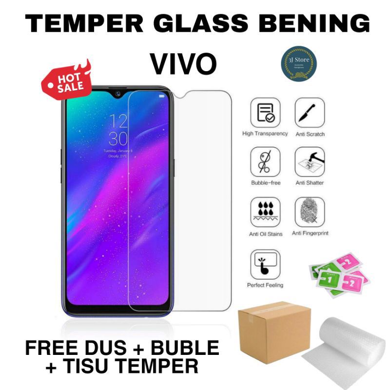 Tempered Glass Vivo V5+/V7+/V7/V9/V17 pro/V15 pro/ Anti Gores Kaca Bening Premium