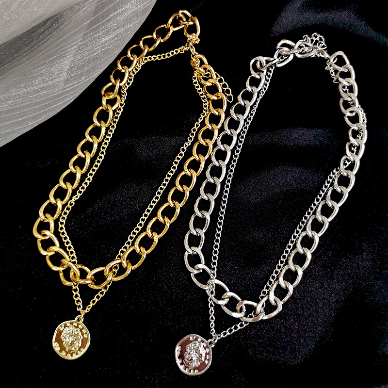 Kalung choker Rantai Klavikula Pendek Tebal Gaya retro hip-hop Eropa Amerika