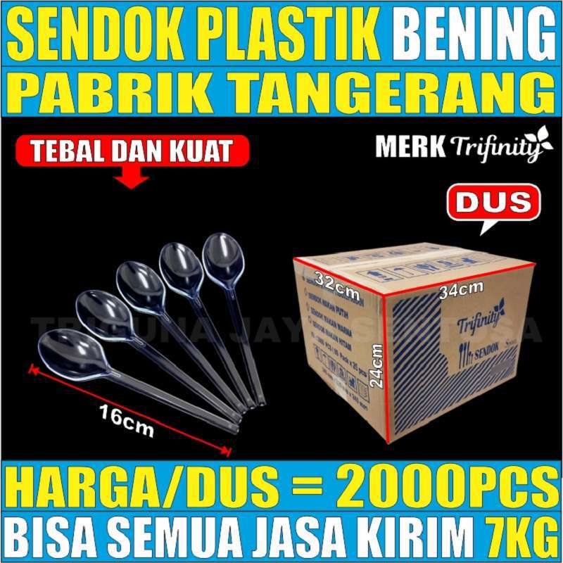 Sendok Makan Plastik Panjang Kuat Tebal Bening / Hitam / Putih Trifinity Per Dus Bisa Semua Js krm