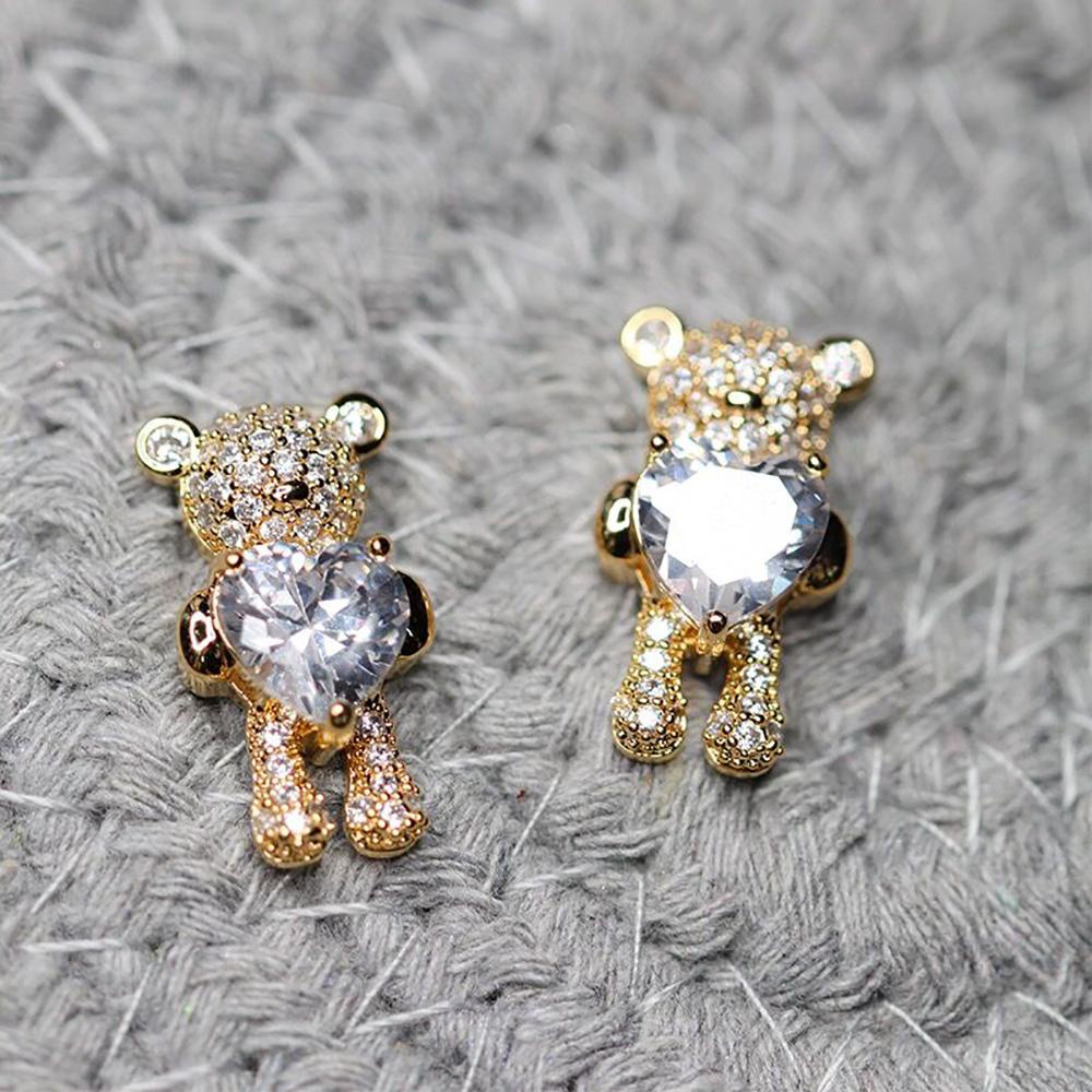 Mxbeauty 3D Kuku Berlian Imitasi Mewah Desain Manicure Shiny Bear Detak Jantung