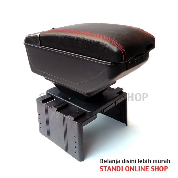 Luxury Universal Arm Rest Console Box With 7 USB Charger Mug Holder Mobilio Brio BRV Black