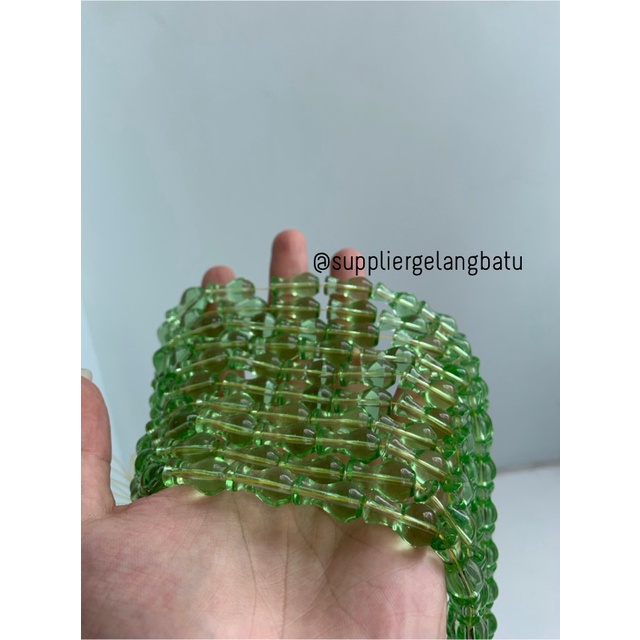 manik ujung kepala tasbih GUCI GREEN QUART aksesori kalung gelang 10mm