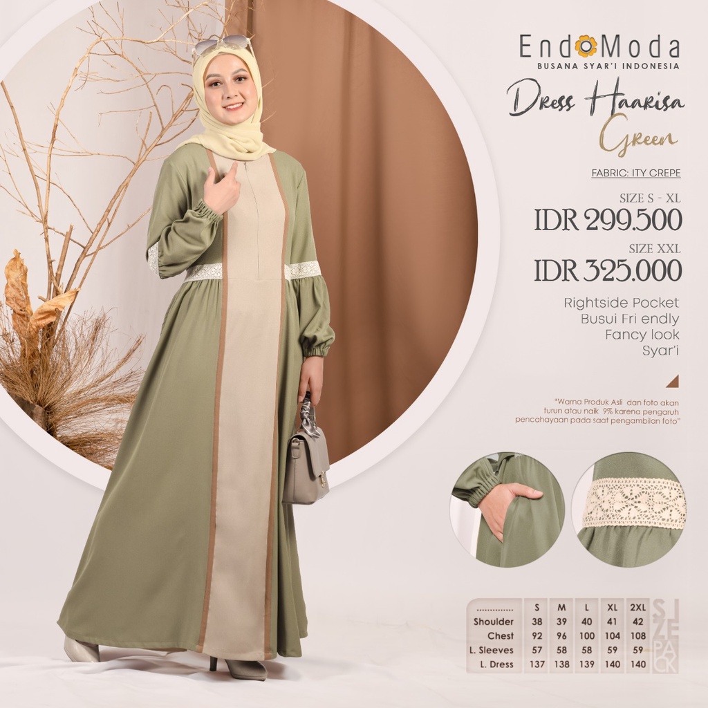GAMIS DRESS WANITA MUSLIMAH HARISA ENDOMODA TERBARU 2022 [BISA COD]