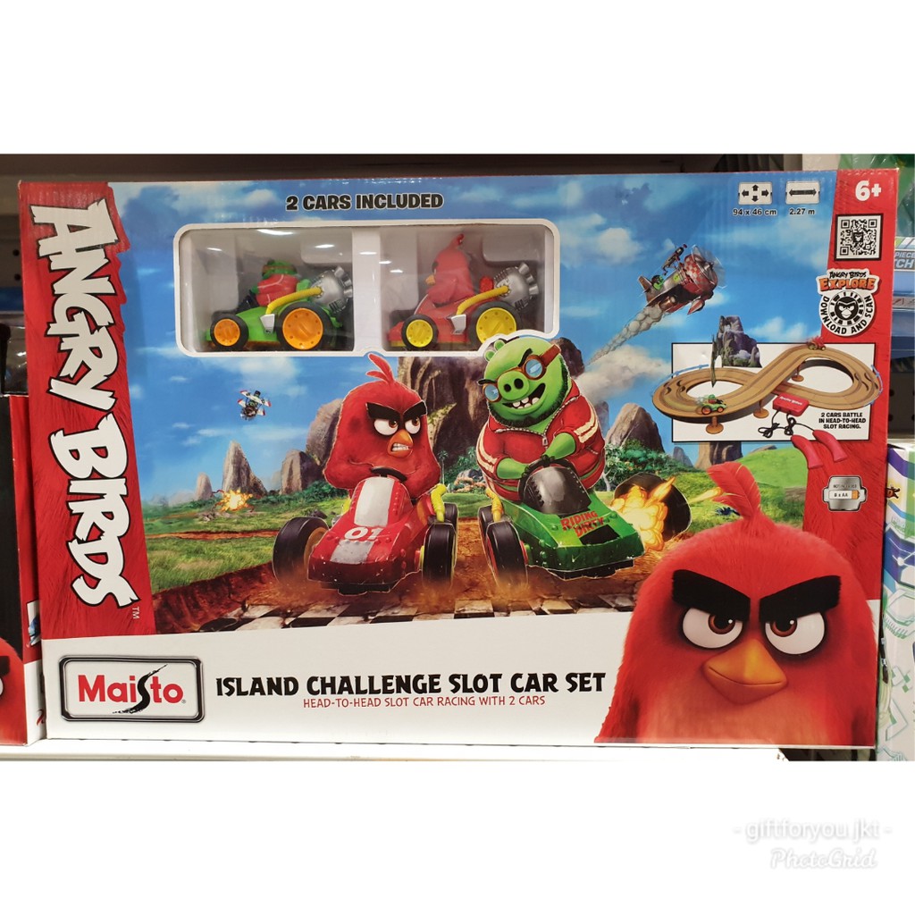 Angry Birds Island Challenge Slot Car Set Mainan Mobil Anak Original