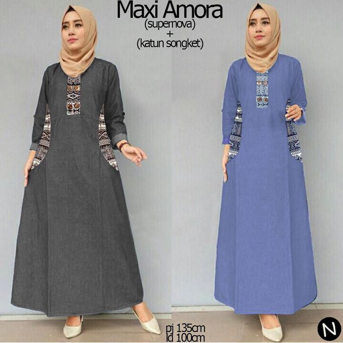 66119 Maxi Amora/Maxi Dress/Dress Muslim/Maxi Songket/Baju Muslim