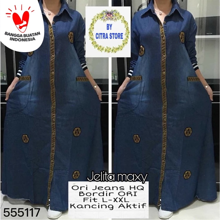 NEW JELITA MAXY GAMIS LONGDRESS BAJU TERUSAN WANITA JEANS MURAH MODIS