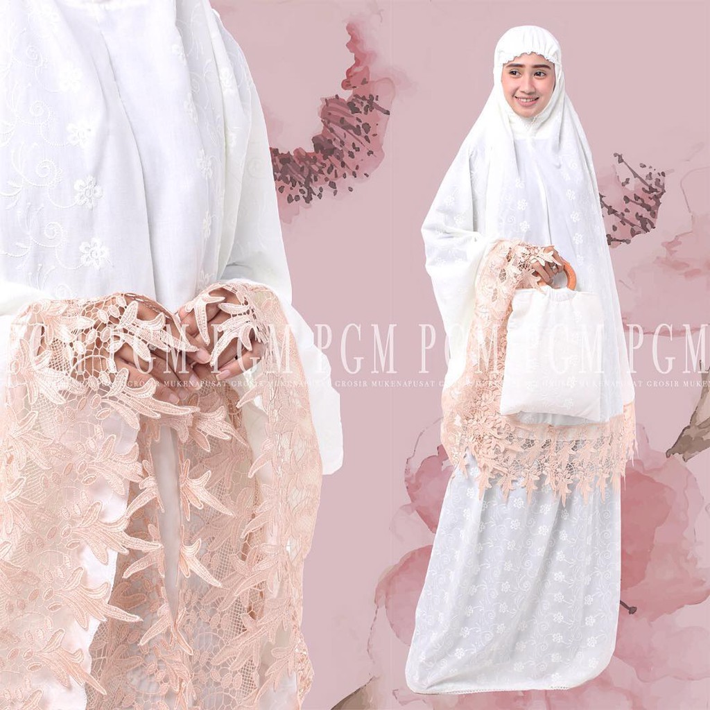 Mukena Dewasa Katun Paris Merak || Mukena katun paris renda daun