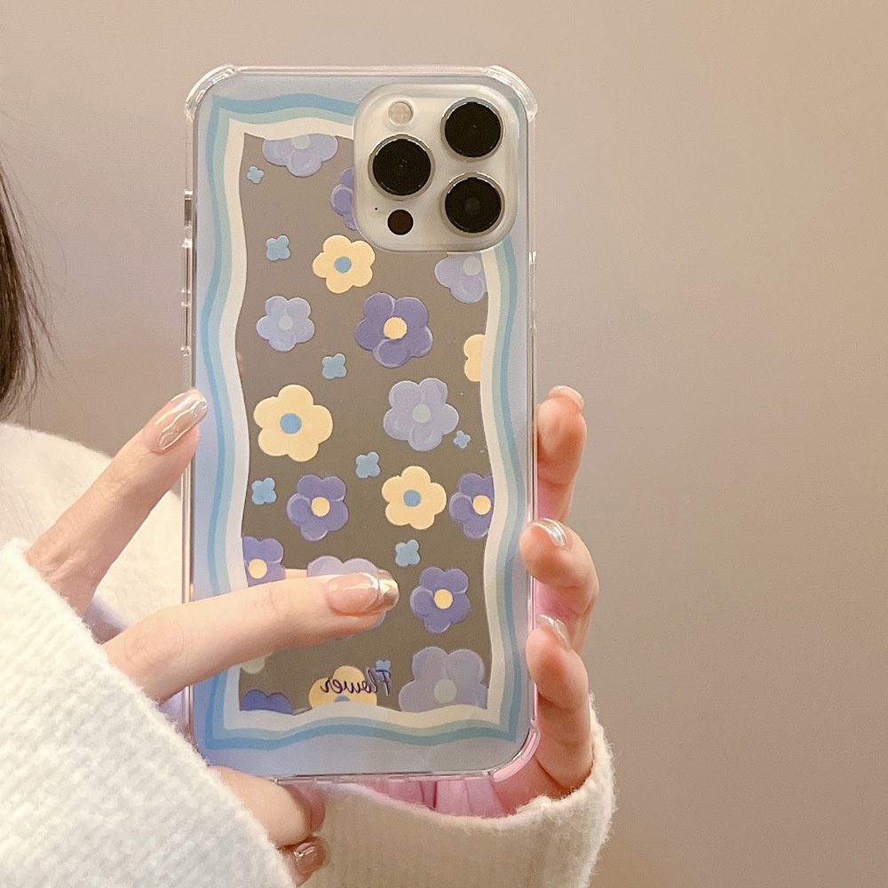 IPHONE Wanita Musim Semi Bunga Flowers Shockproof Phone Mirror Case Untuk Iphone7 8 PLUS X XR XS 11 12 13 14 MINI PRO MAX SE 2020