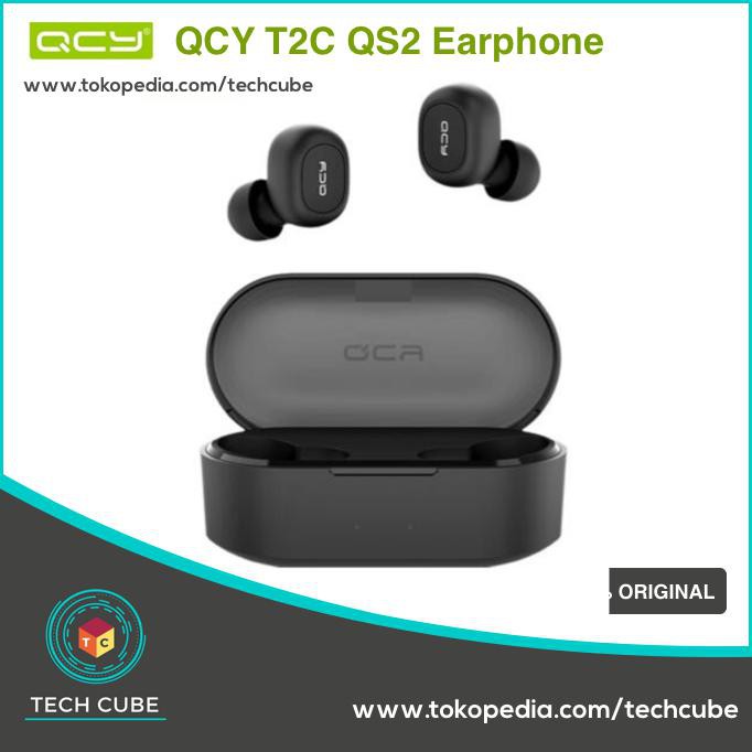 Qcy T2C Qs2 Binaural Mini Bluetooth 5.0 Earphone Tws Alt Qcy T1C - Hitam Best Product