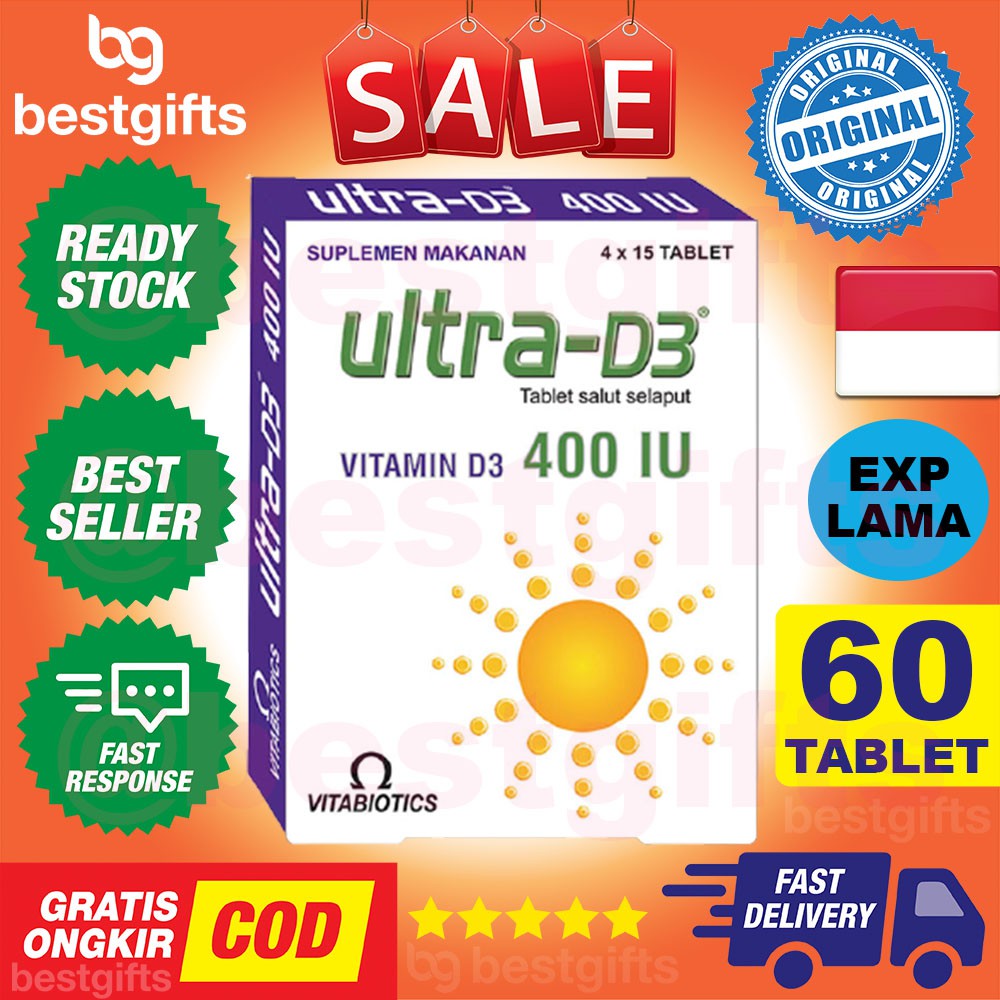 VITABIOTICS ULTRA D3 VITAMIN D3 400 IU VIT D 400IU CALCIUM TULANG OSTEOPOROSIS  RAKITIS 60 TABLET