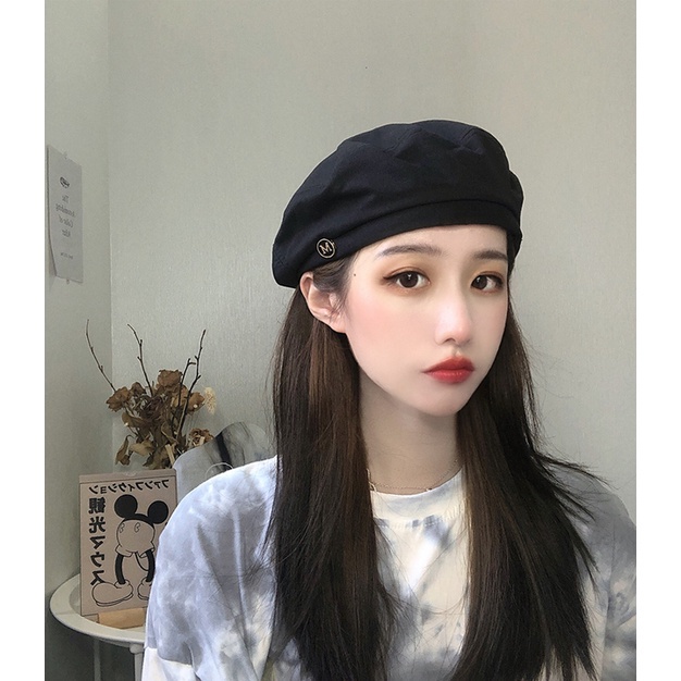 Topi Baret Korea Wanita Dewasa New Varian Motif M Gaya Vintage Fashion wanita kualitas import BRT2