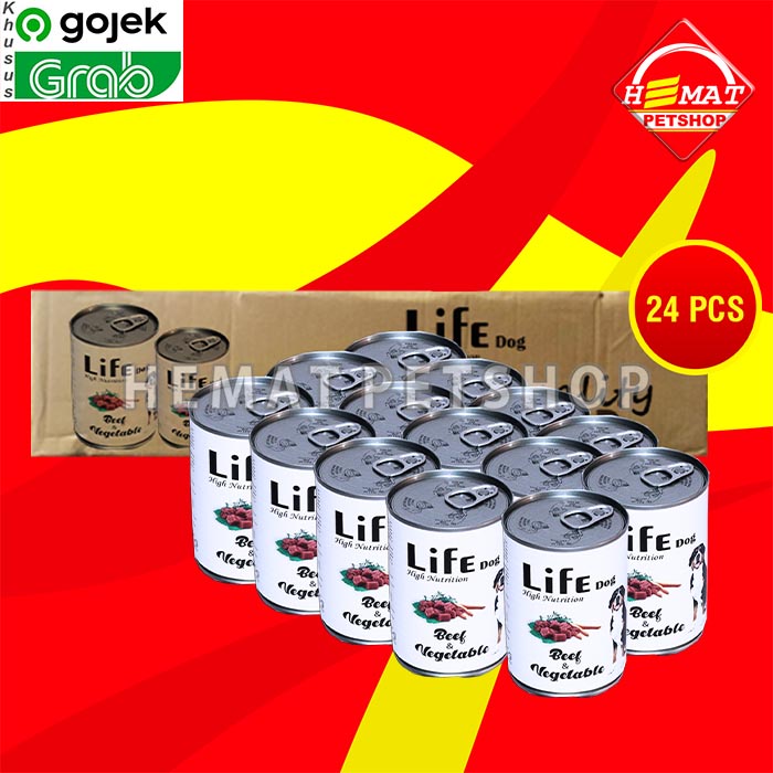 Gosend Life Dog Makanan Anjing Wet Food Kaleng Dus Isi 24 PCS 375 GR