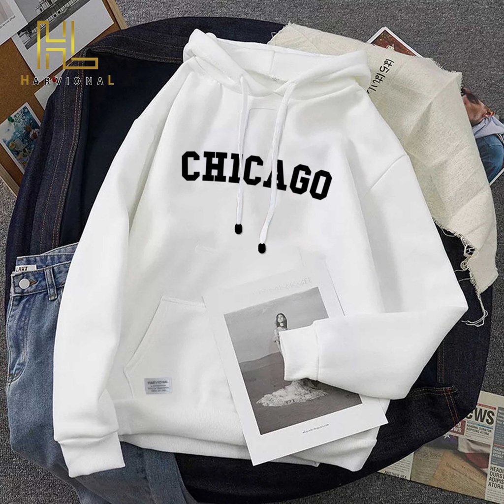 Parisdivarious Sweater Hoodie Jemper Chicago Bahan Fleece Size S - XXL (Pria &amp; Wanita)