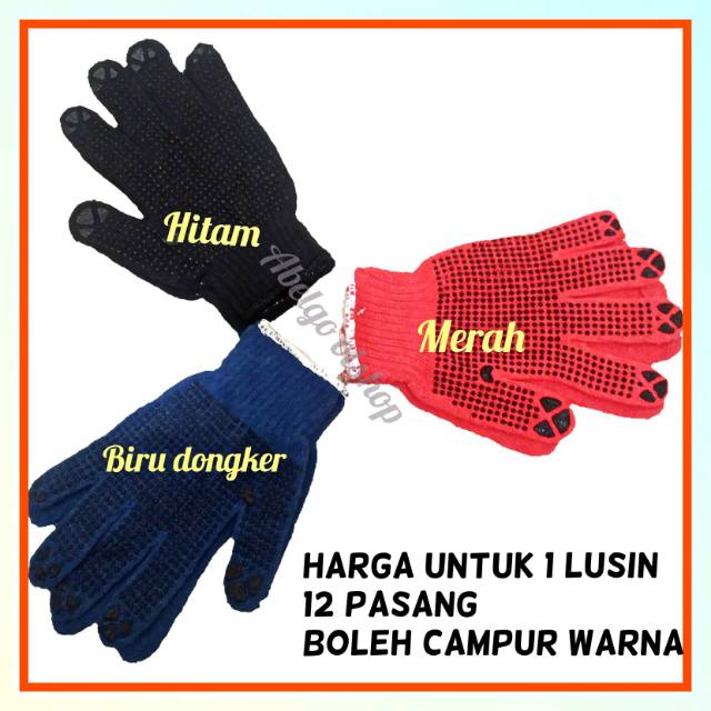 Sarung tangan motor/sarung tangan proyek/sarung tangan anti slipp/12 pasang