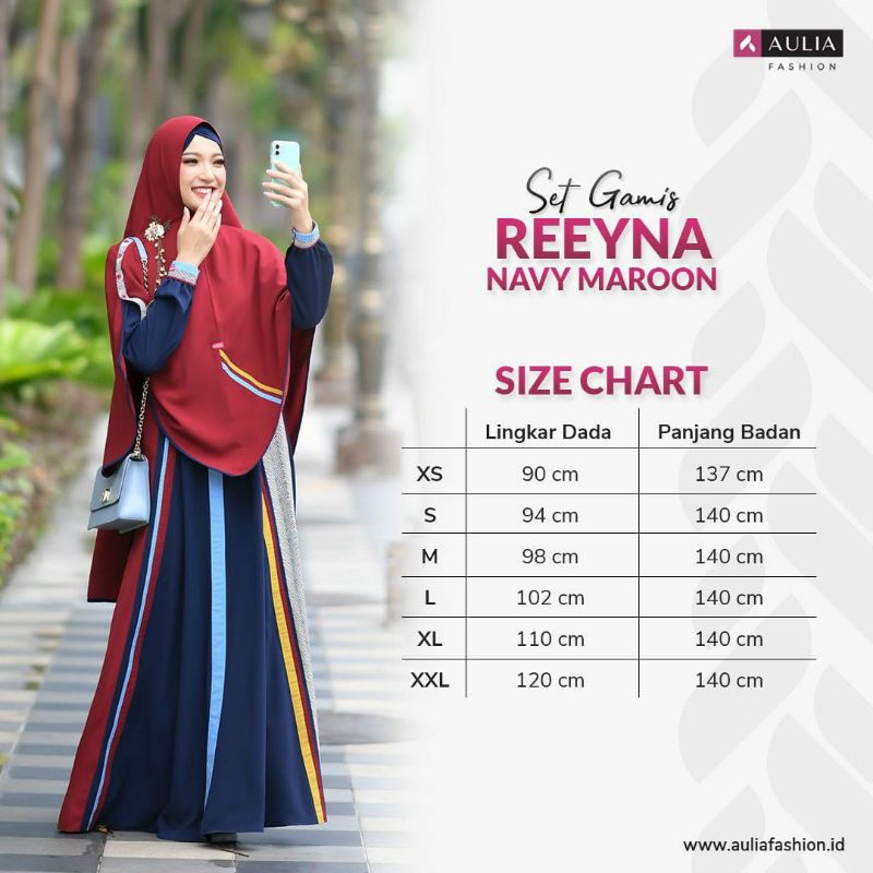 SET GAMIS REEYNA NAVY MAROON by AULIA FASHION