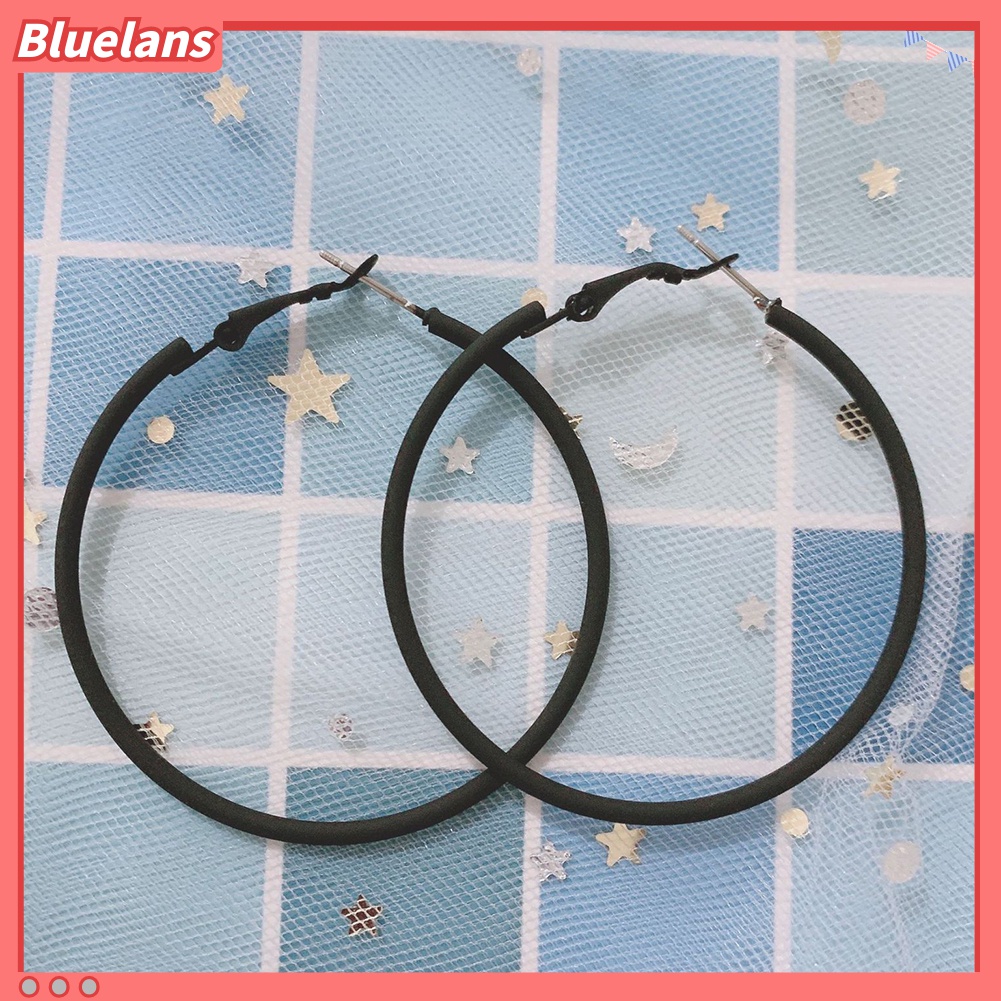 Anting Hoop Bentuk Lingkaran Besar Warna Permen Untuk Wanita
