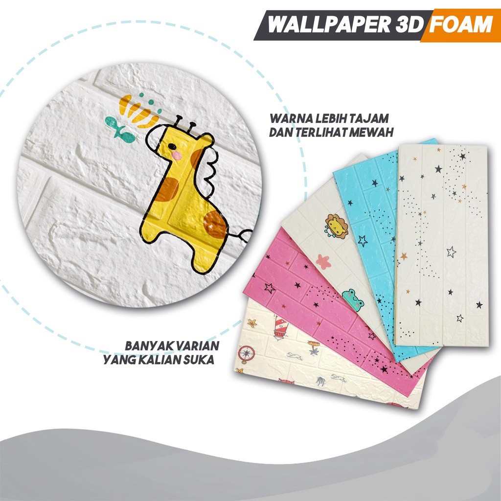 MurmerOfficial  R535 Wallpaper Kekinian Praktis Wallpeper Ruangan Dekorasi Mudah Termurah Wallpaper Dinding 3d Motif Gambar Wallfoam Dekorasi Kamar Murah