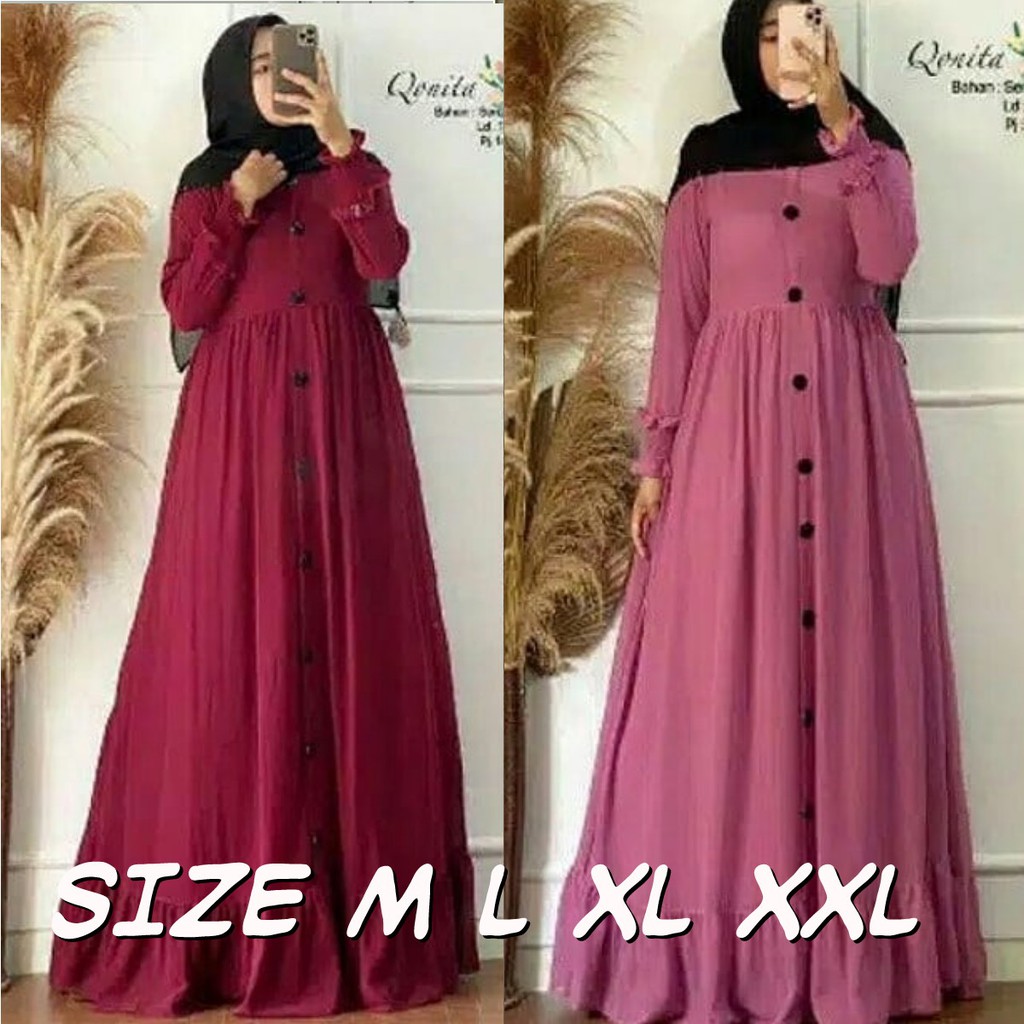 Plain Dress / Size M L XL XXL Maxi Dress Bisa COD Gamis Jumbo  Busui Wanita AL-2