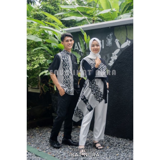 Couple Tenun Siera Dres Ivory &amp; Kemeja Tenun