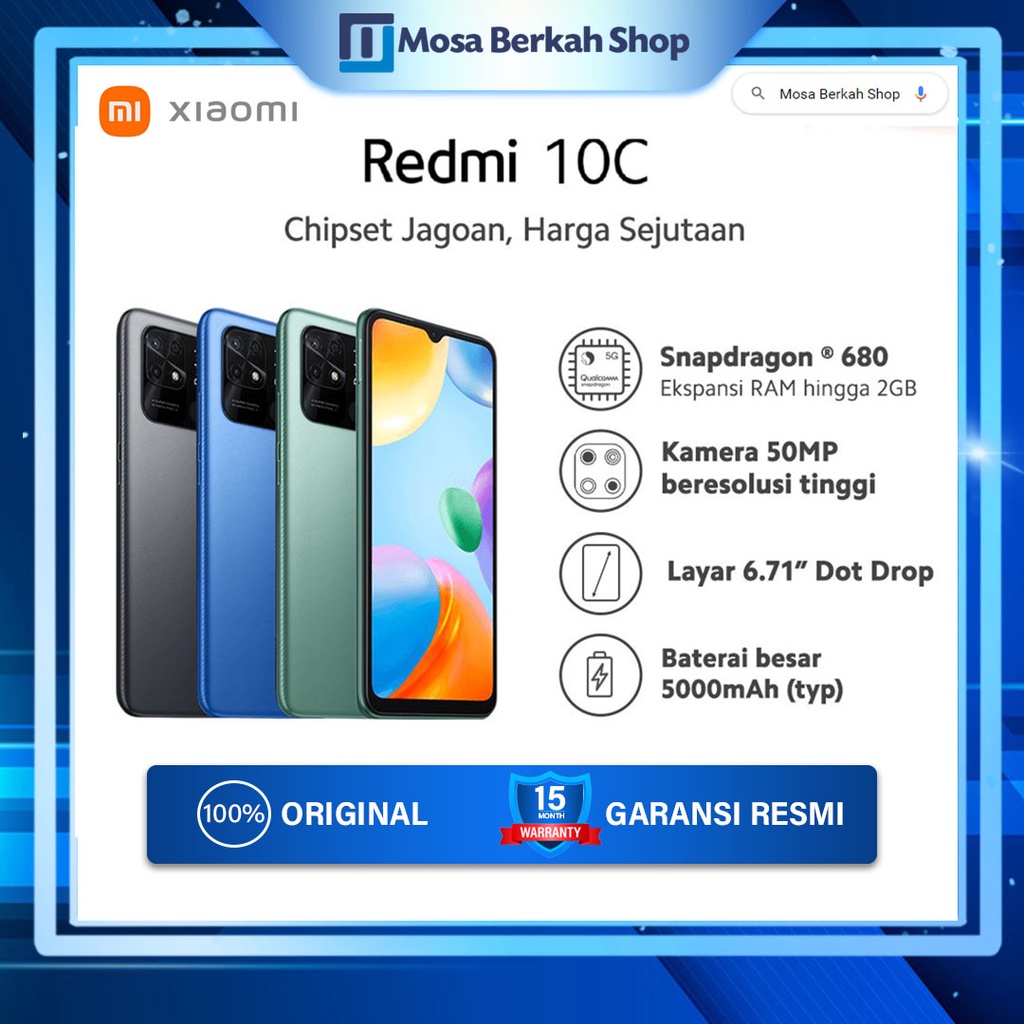 redmi 10c 4 128   4 64 ram 4gb rom 64gb   128gb garansi resmi xiaomi