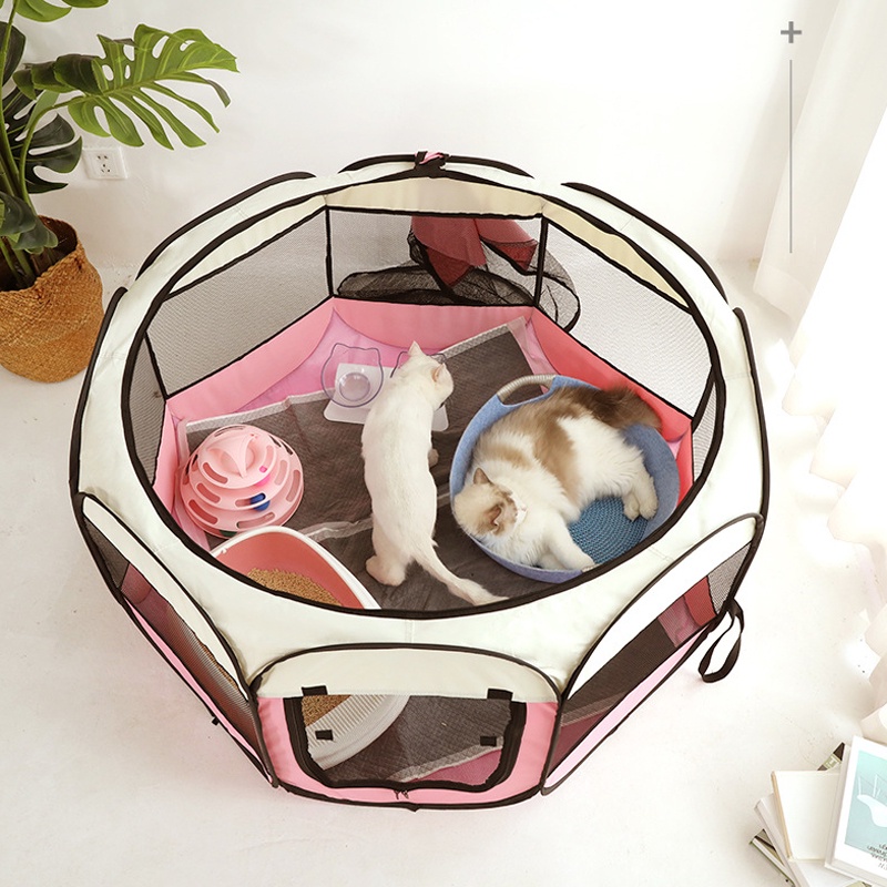 【Yayapet】Pagar Tenda Lipat Portabel dengan 8 Panel untuk Anjing / Kucing Kandang Lipat Hewan Bahan Kain