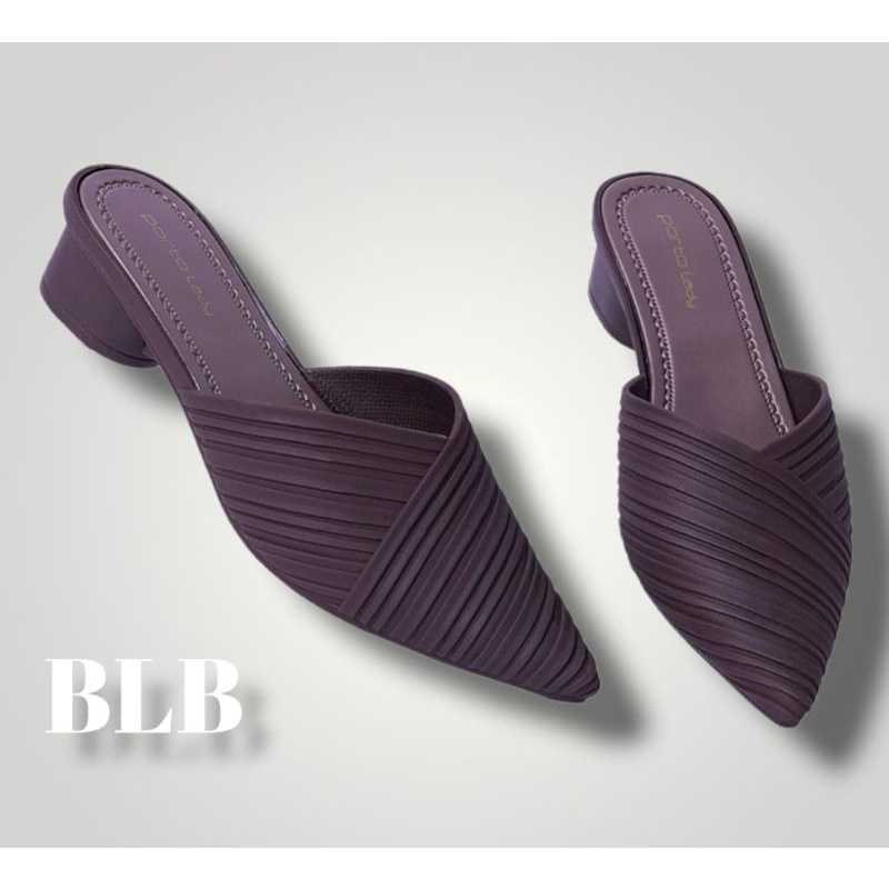 Sendal selop depan tertutup Porto BSV Terbaru nyaman,wedges karet wanita kekinian motif