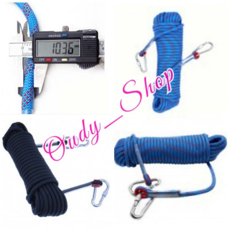 Tali Panjat Tebing Rappeling Tali Karmentel 10 mm Safety Climbing Include Carabiner