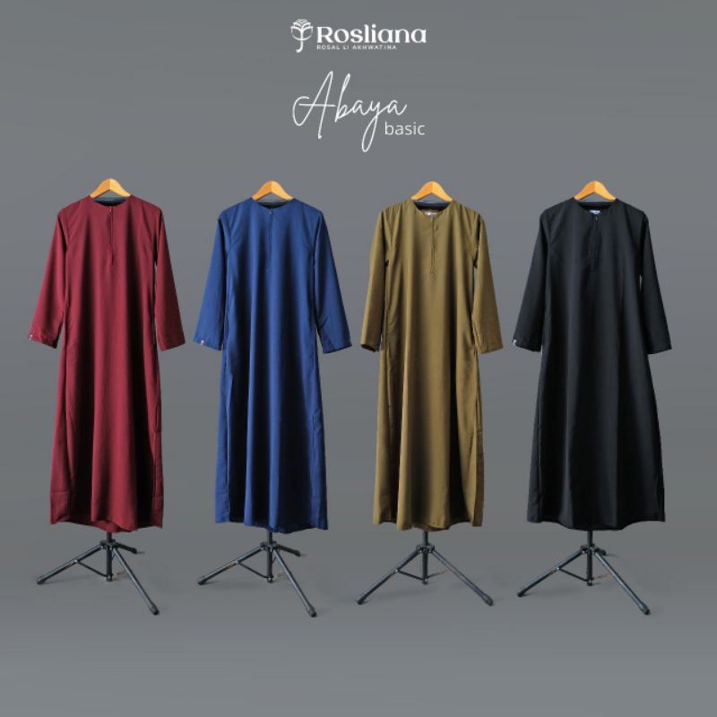 ABAYA BASIC ROSLIANA DRESS LONGDRESS GAMIS MUSLIM PEREMPUAN WANITA AKHWAT BUSANA