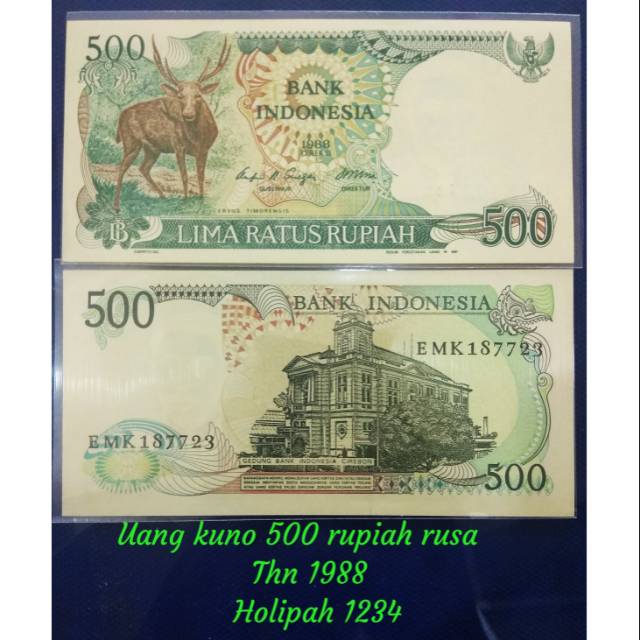 Uang kuno 500 rupiah rusa thn 1988