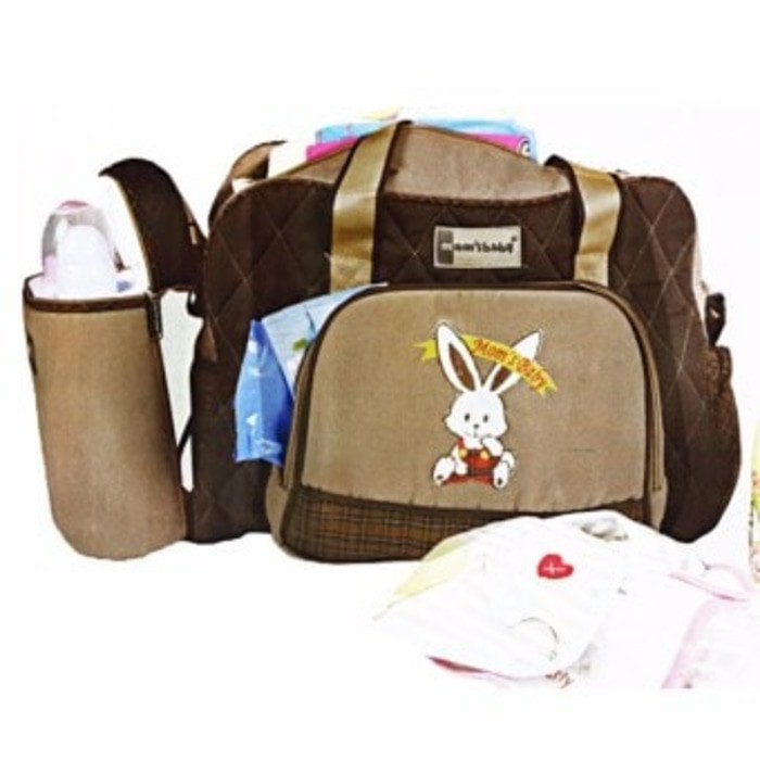 Tas Bayi Moms Baby Diaper Bag Besar Saku Depan Bordir + TBSD Doky