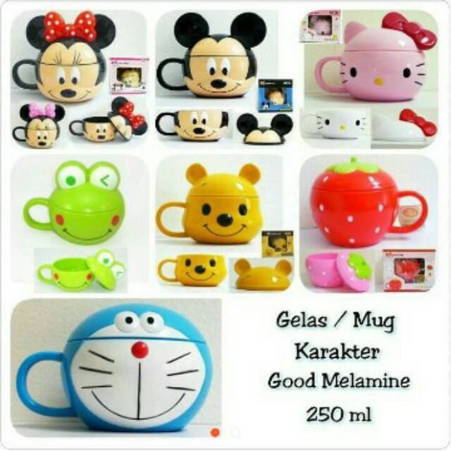 Gelas doraemon/hellokity/keroppi