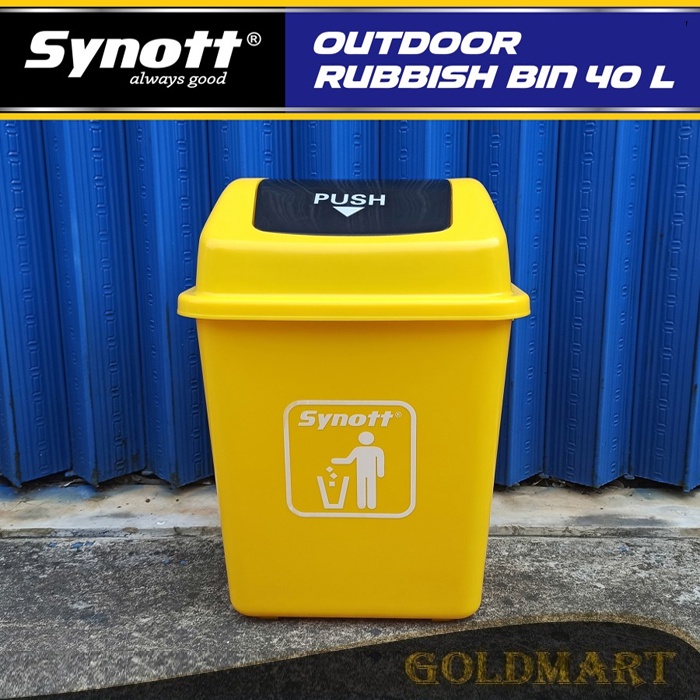 Tempat Sampah 40 Liter Industrial Grade Plastic PP Synott Tong Sampah Tutup Goyang