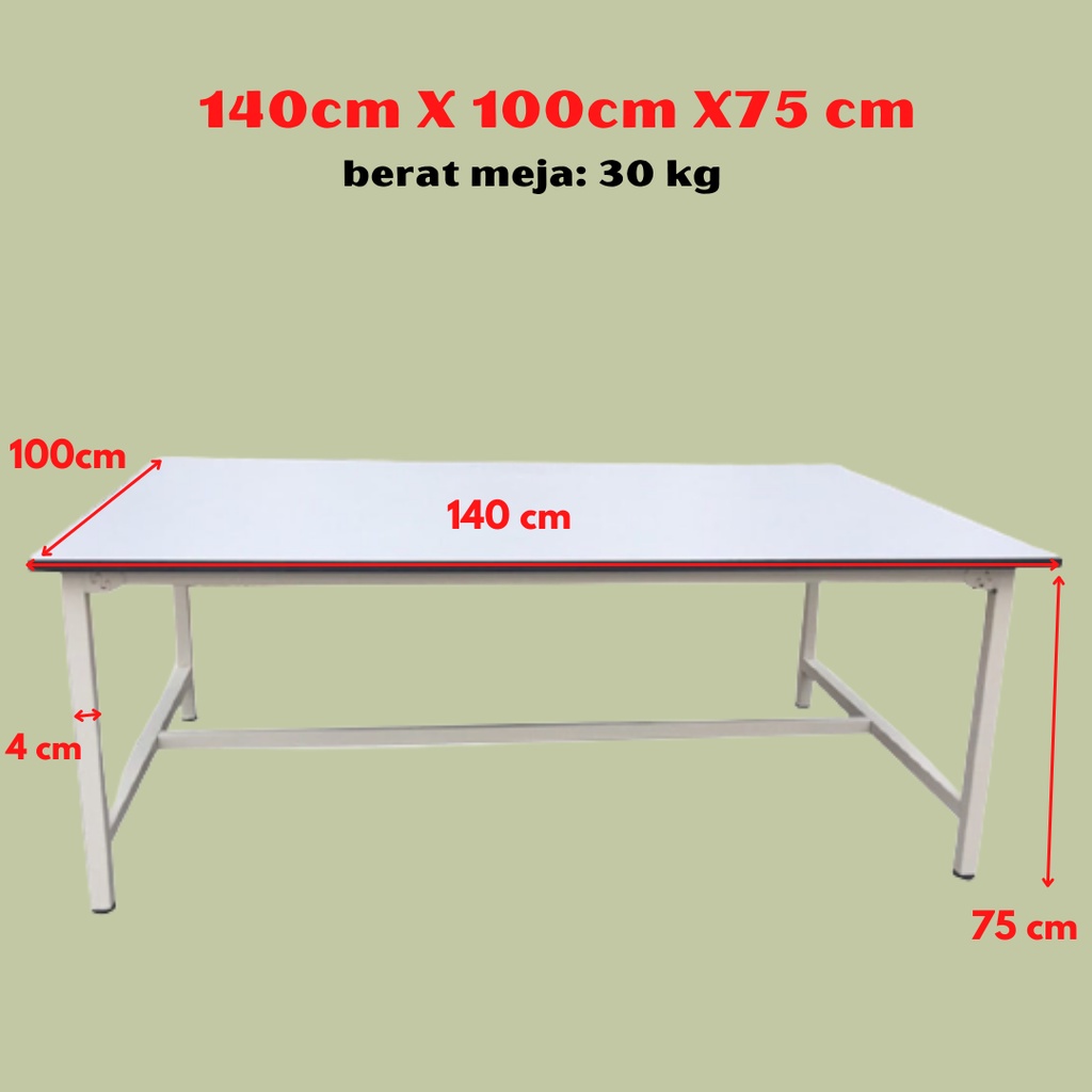 MEJA KANTOR/MEJA KERJA/MEJA TULIS/MEJA BELAJAR 140CM X 100CM X 75CM BUNDAR PUTIH