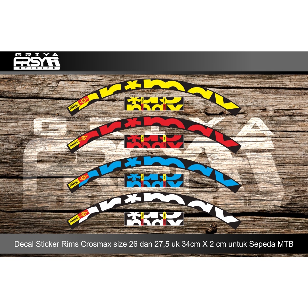 Decal Sticker Velg Sepeda CROSSMAX Sticker Rim sepeda MTB Downhill 26-27,5-29