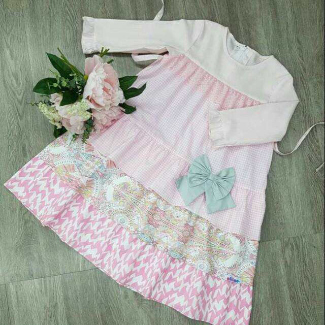 Gamis anak katun premium warna baby pink bisa kembaran mulai sz 2 th s.d 12 th by alilac