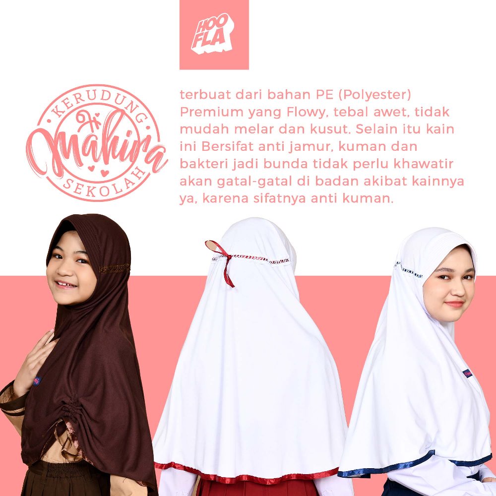 Hooflakids Kerudung Jilbab Anak Sekolah Instan Serut Tertutup SD SMPbhinneka