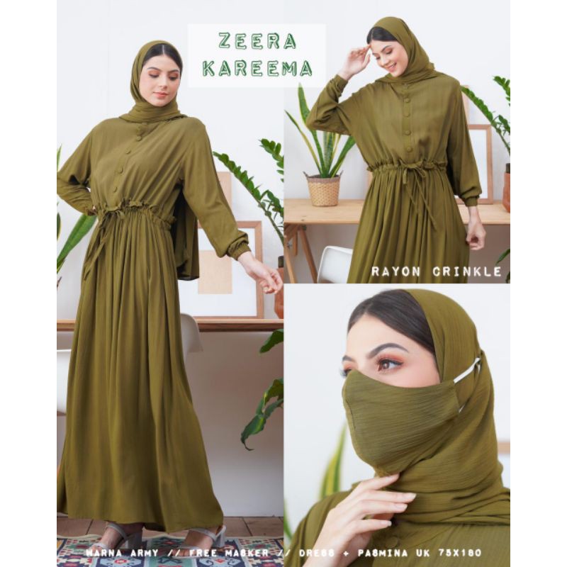 Daster arab Zeera KAREEMA Maxi Dress Gamis Crinkle Premium