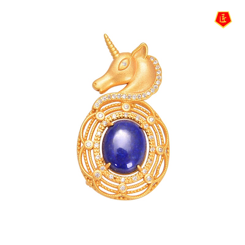 [Ready Stock]Unicorn Pony Brooch Pendant Female 18K Gold Ins Trendy Personalized Minority