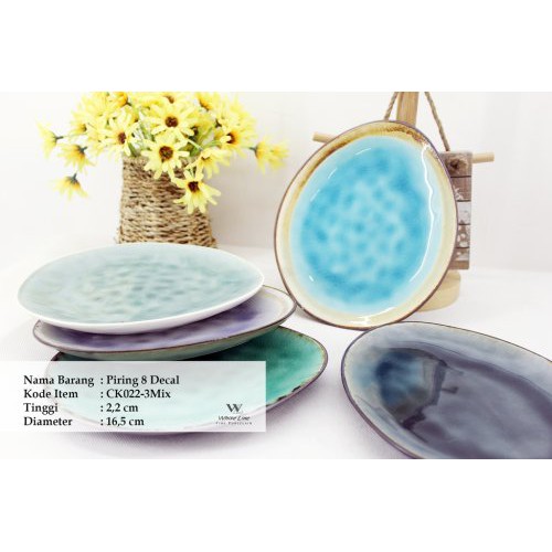 Ready Whiteline Piring Decal 8inch CK0223-Piring Keramik-Piring Saji-Lepek Keramik-Lepek Keramik