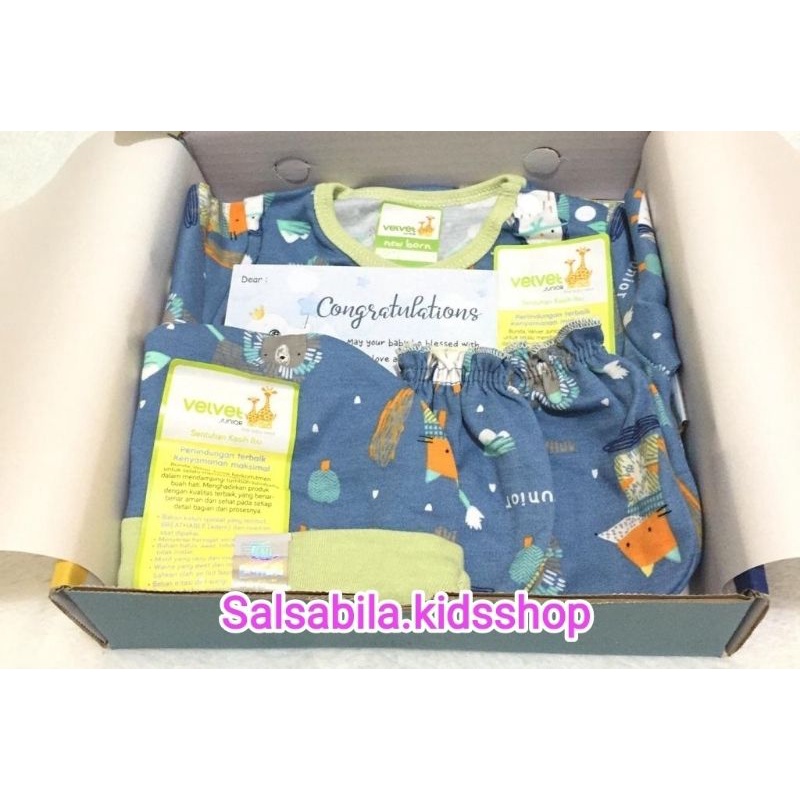 HAMPERS BAYI NEWBORN VELVET JUNIOR / KADO LAHIRAN BAYI MURAH-PAKET SET VELVET A