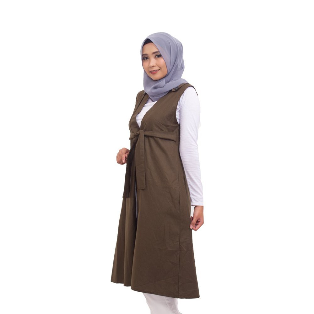 Outer Terbaru Wanita Long Vest Luaran Terbaru Model Olis Vest Hijab