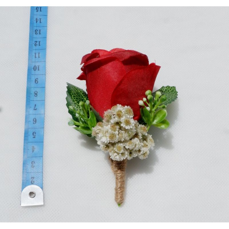 corsage korsase bunga dada jas bross pin panitia rustic wedding-Merah