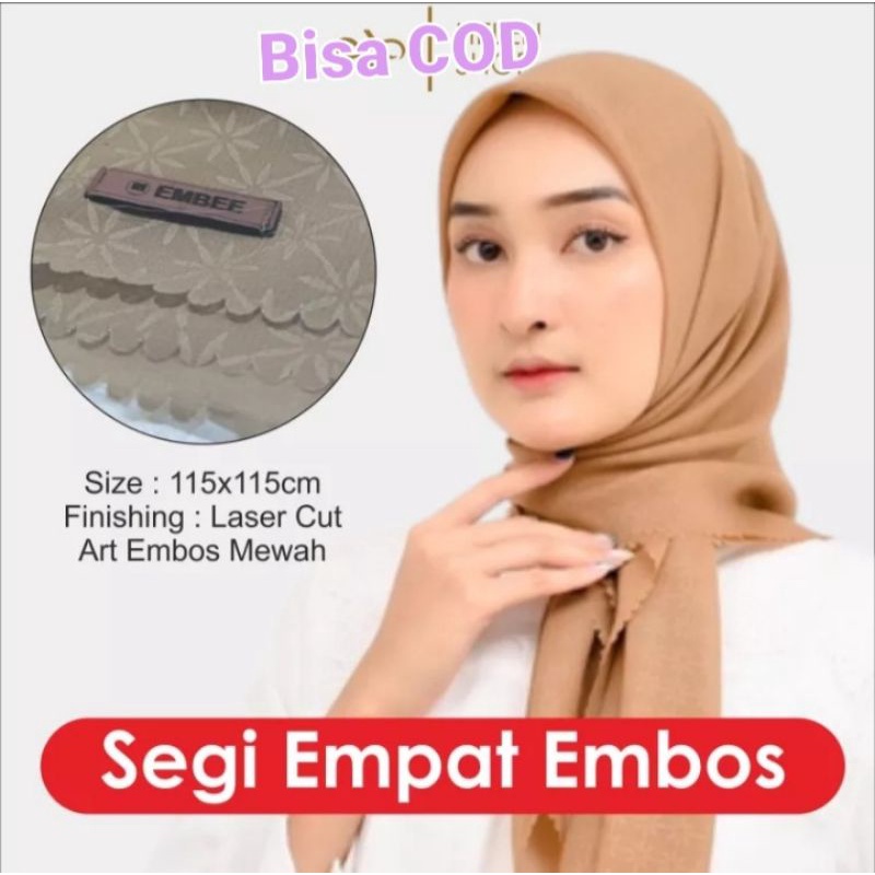 (Bisa COD)Hijab SegiEmpat Bella Embos/Kerudung Segiempat Embos/Ukuran 115x115cm/ Hijab Trendy dan Kekinian.