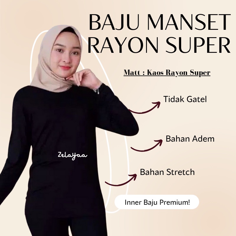 MANSET BAJU BAHAN KAOS RAYON SUPER PREMIUM | BAHAN ADEM | INNER KEBAYA STRETCH